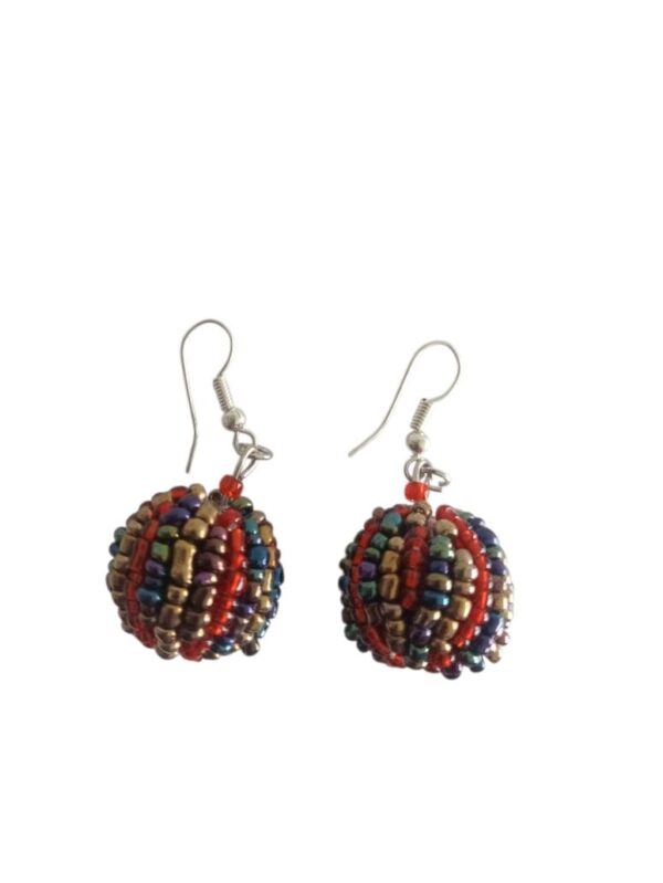 zx- DELINA ORECCHINI BALL COLORE ROSSO/ORO/BLU